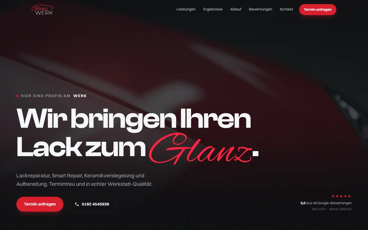 Startseite von GlanzWERK Waren